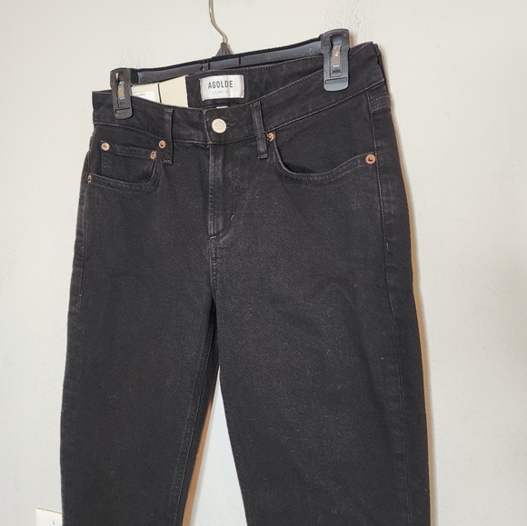NWT Agolde Devon Stacked Lowrise Stove-Pipe Black Jeans Organic Cotton Size 26 - Picture 10 of 15